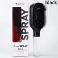 Black and clear comb with packaging labeled 'Clean Spray' on a white background