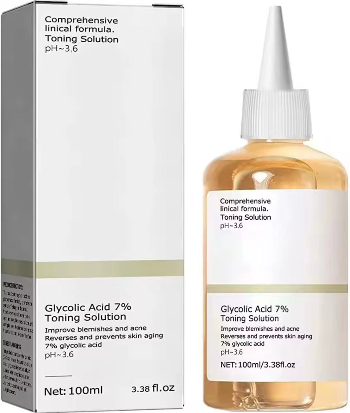 Glycolic Acid 7% Toning Solution with packaging on a white background