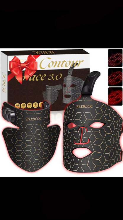 Portable Silicone LED Face Mask with Neck Red Light Near Infrared Therapy Anti Aging Repair Skin Brighten Skin Tone Home Use